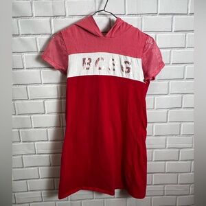 BCBG Girls Pink/Gray/Black Color block & Mesh T-Shirt Dress/size L